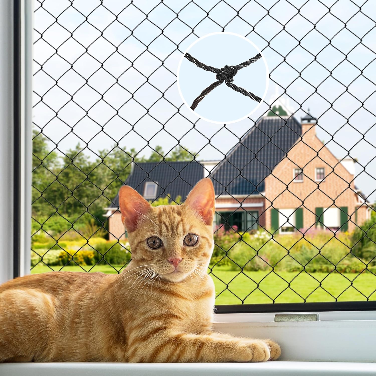 Ståltrådsforstærket kattenet til altan, faldnet til katte, havenet med tråd til vinduer, trappeplæne