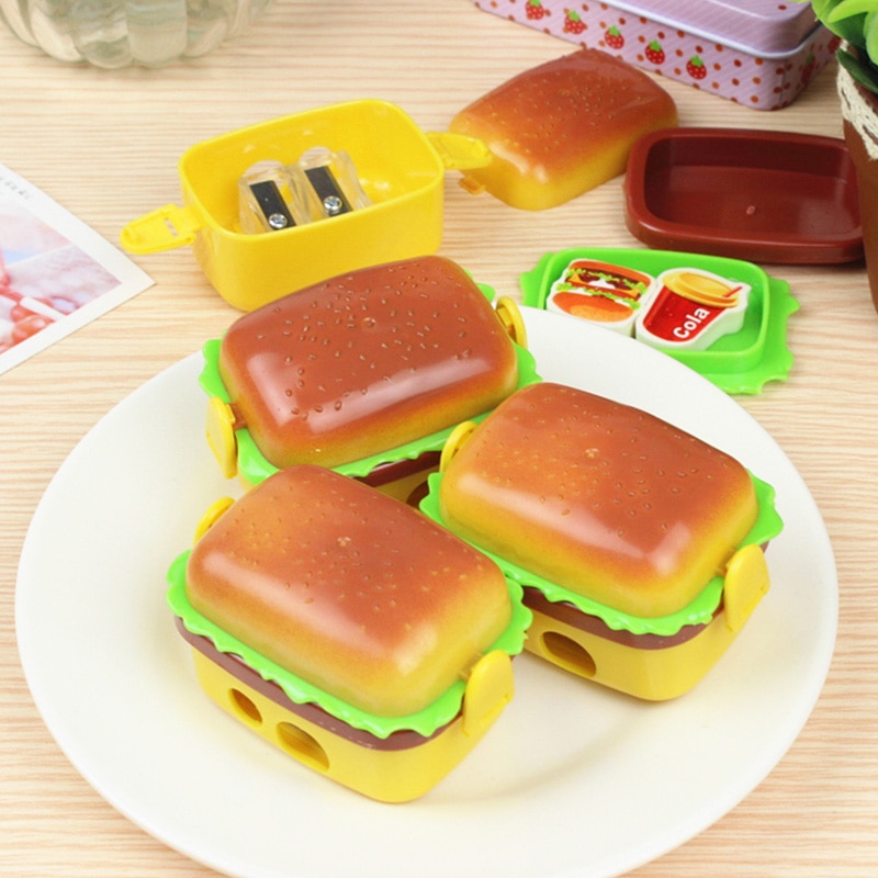 Söt hamburgare mekanisk vässare för blyerts skolkontorsmaterial brevpapper objekt tillbaka till skolan härlig