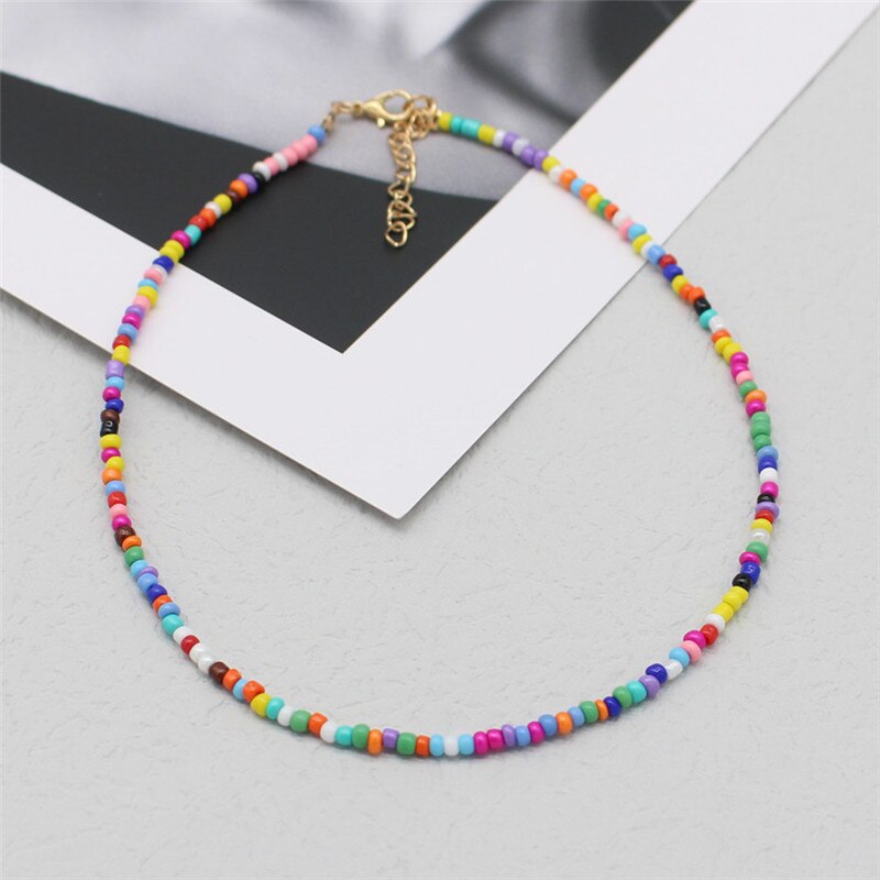 Simple Seed Beads Strand Choker Women String Beaded Short Bohemia Clavicle Jewelry Necklace: 7