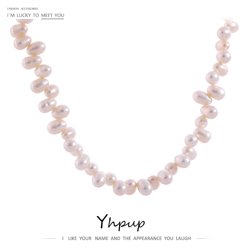 Yhpup nuovi accessori in acciaio inossidabile collana con catena di perle d'acqua dolce naturale gioielli collana con colletto di fidanzamento per matrimonio regalo