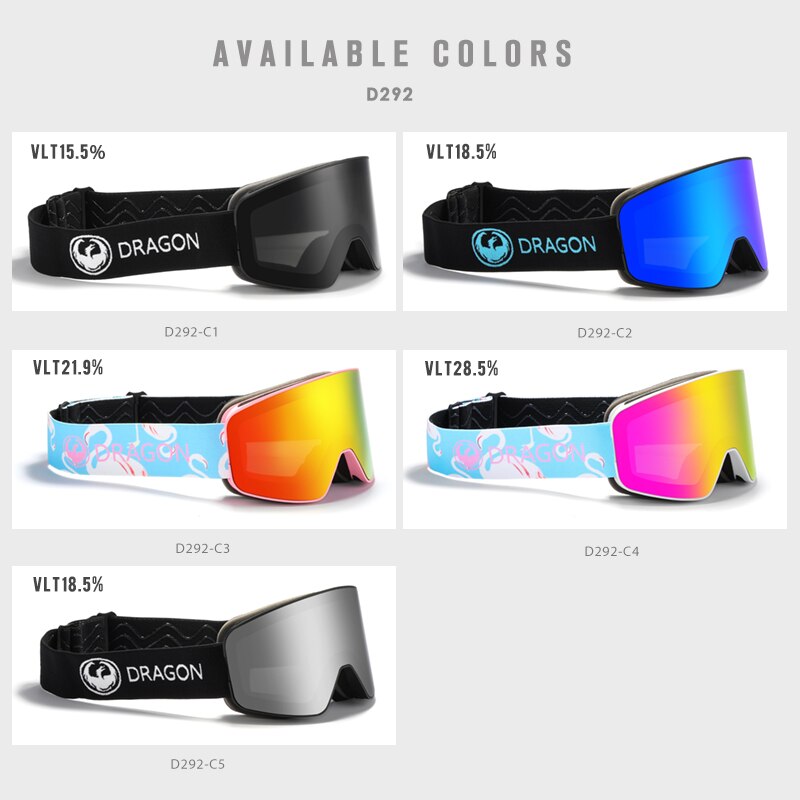 Dragon-Gafas de esquí de doble capa para hombre y mujer, lentes antivaho grandes para esquiar, nieve, snowboard, D292, UV400