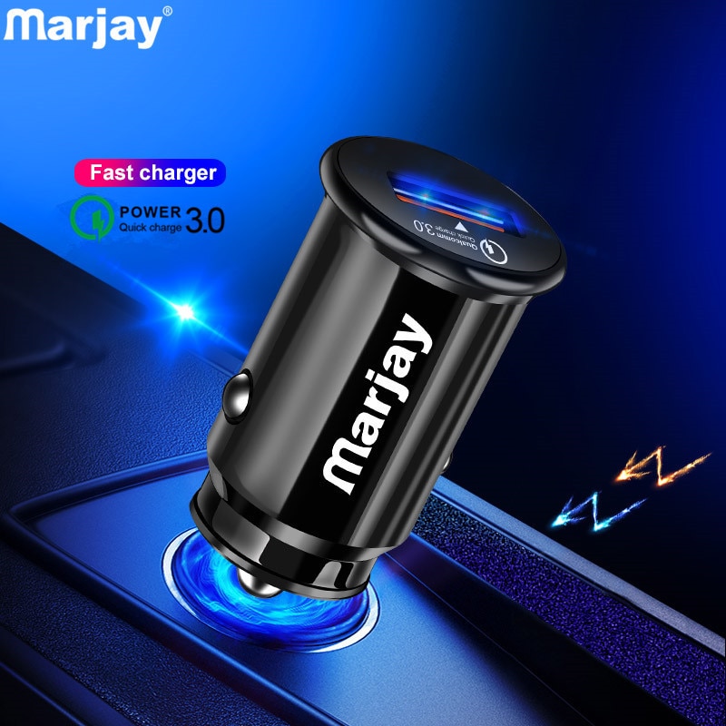 Marjay Mini Usb Autolader Qc 3.0 Voor Iphone 7 X Xr Snel Opladen Auto-Oplader Voor Samsung A50 1 Port Charger Adapter In Auto