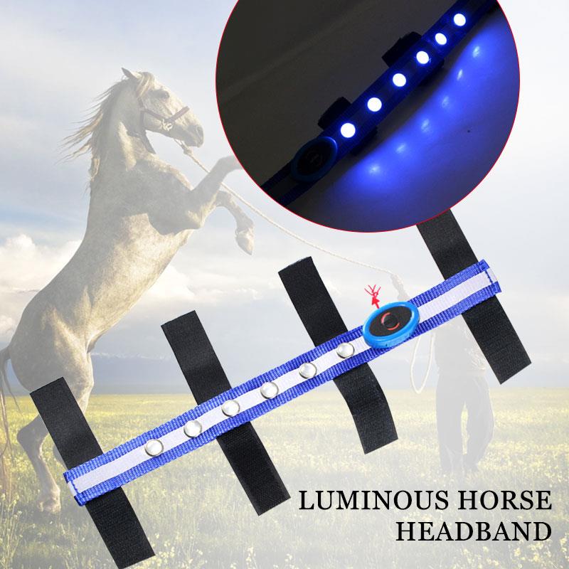 Correas para cabeza de caballo, riendas de caballo LED para torneo, herrero azul de poliéster, deportes al aire libre, prácticas riendas ecuestres duraderas y portátiles