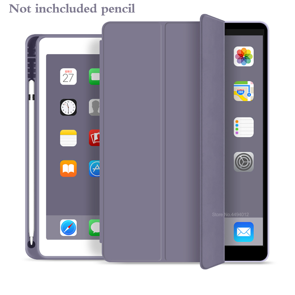 With Pencil Holder Case For iPad 10.2 inch Smart Case PU Leather Protective Shell Auto Sleep / Wake Cover For Model A2197: Lavender