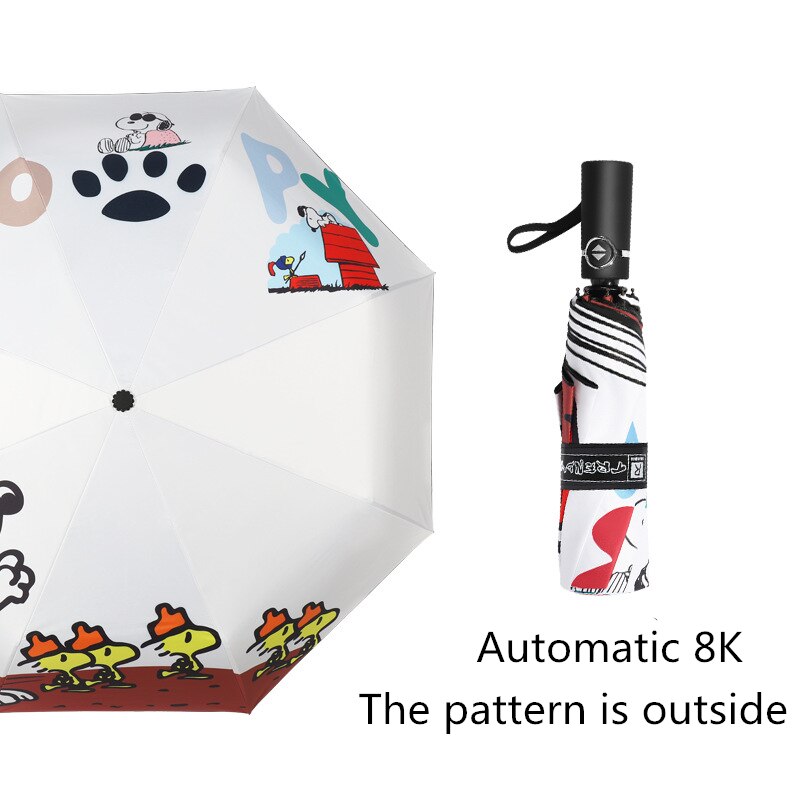 Hond Patroon Paraplu Pocket Paraplu Drie Vouwen Verse Party Honden Parasol Zonnige Regenachtige 4 Kleur Paraplu Vrouwen: Auto  White