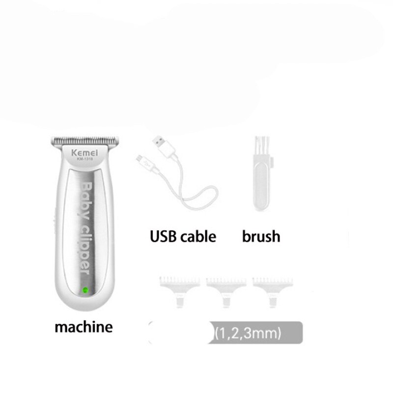 Kemei 1318 bebê clipper de cabelo infantil mini aparador de cabelo elétrico silencioso usb recarregável barbeador crianças corte barba navalha para homens: without box