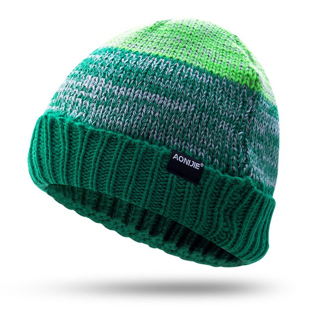 AONIJIE Winter Thermal Sports Slouchy Cuffed Knit Beanie Hat Skull Cap For Running Marathon Travelling Cycling Men Women: M25 Green