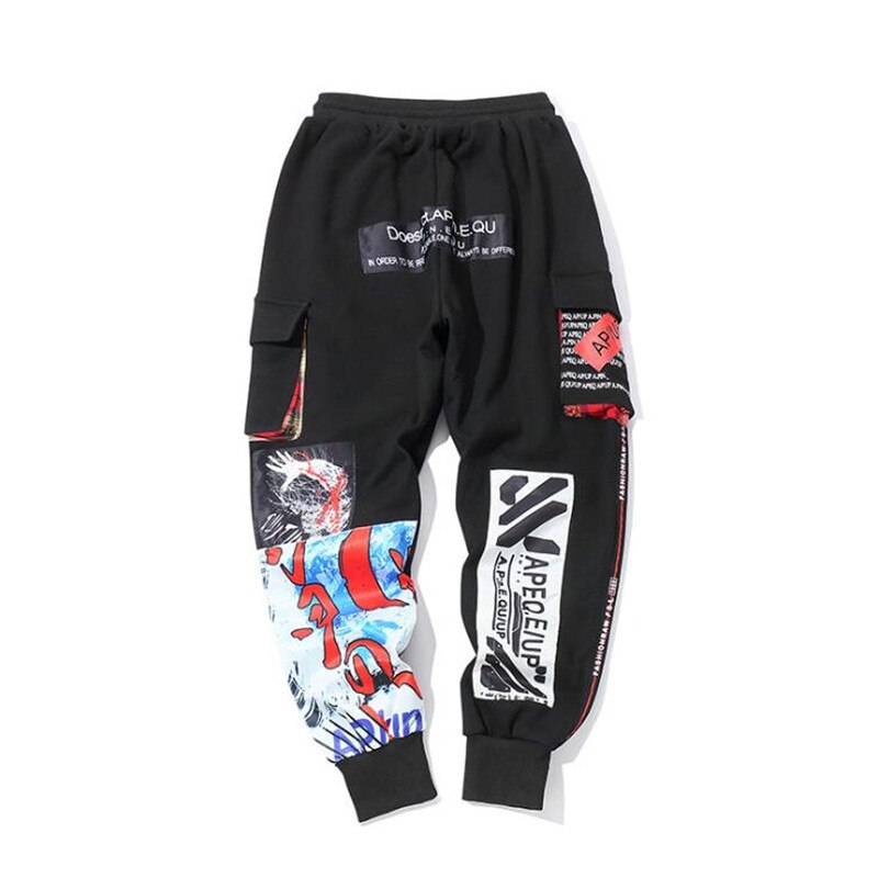 NAGRI Casual pantalones de chándal de los hombres de invierno algodón Harem pantalones 3D Graffiti de Hip Hop Streetwear hombre Harajuku camisetas Pantalones: 4XL