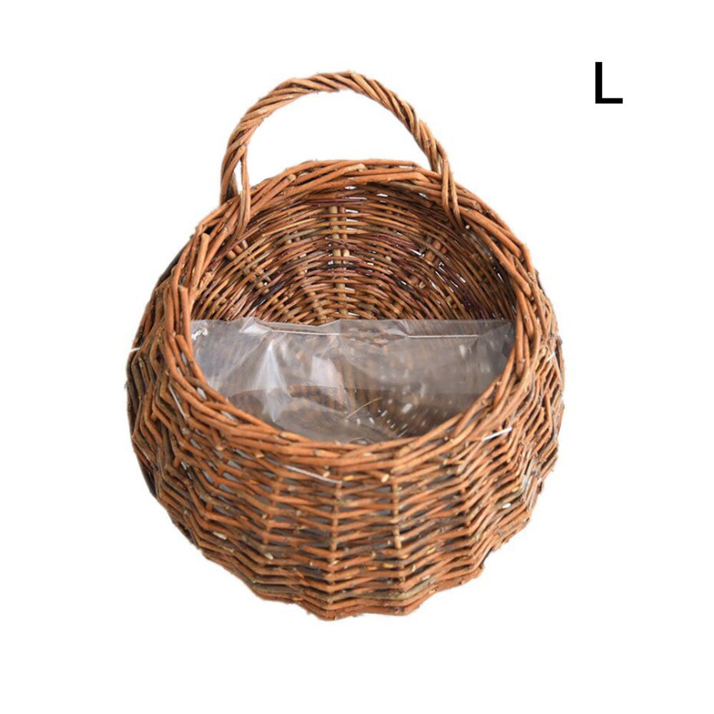 Rotting vägg hängande förvaring korg naturliga korg hem dörr blomma hängare planteringsmaskiner trädgård bröllop vägg dekoration: L