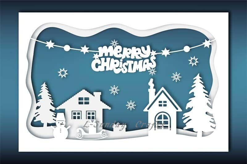 Merry Christmas Metal Cutting Dies Stencils Scrapbooking Embossing Snow House Decor Paper Card Craft Making