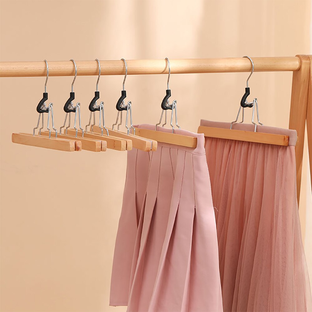 Multifunction Wooden Pants Hanger Rack Organizer Non-Slip Trouser Hangers for Skirt Wardrobes Perchas Para Pantalones Hair Clamp