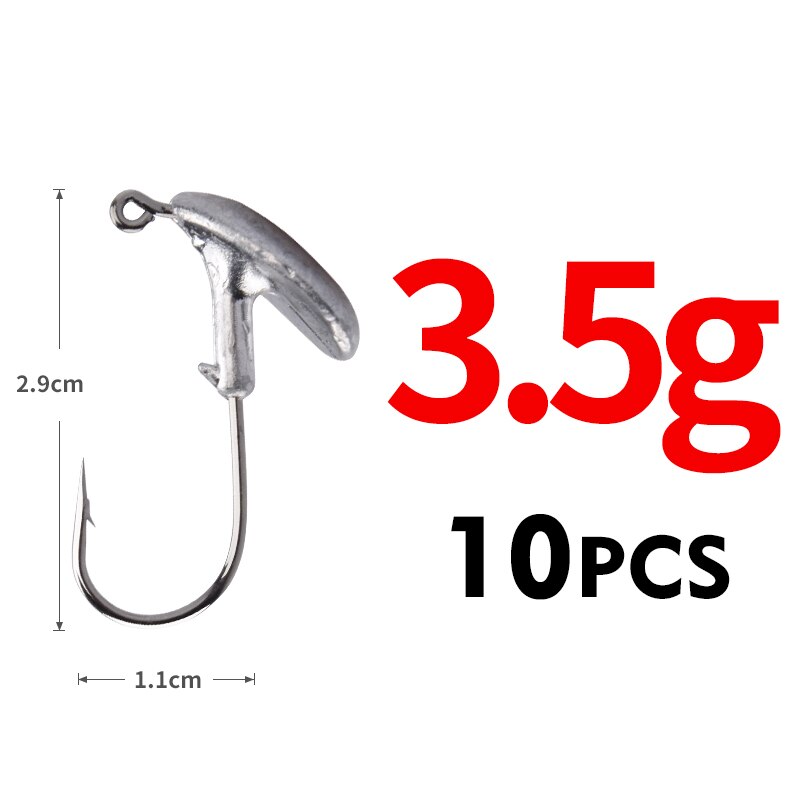 MEREDITH 10 PCS/Lot fente de sang plomb gabarit tête gobelet crochet de pêche 3.5g 5g 7g 10g 14g crochet pour leurre souple en acier au carbone crochet de pêche: 3.5g-10pcs