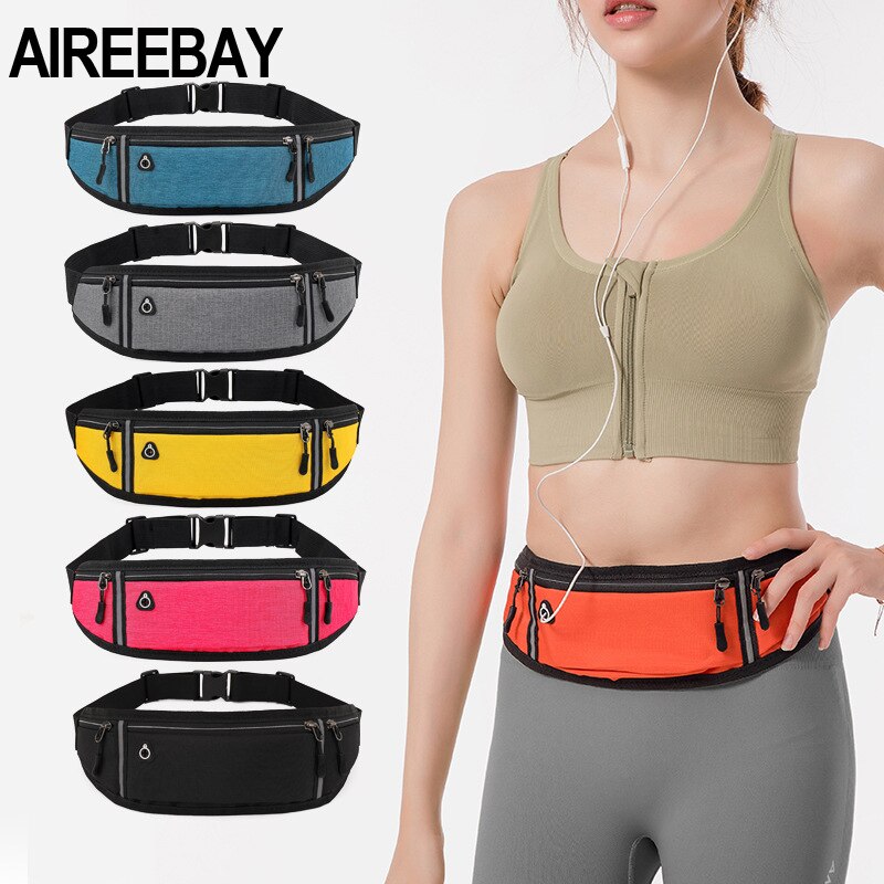 Aireebay unisex-juoksulaukku urheilullinen vyölaukku vedenpitävä vaellus perälaukku urheilu retkeilyvyötärönauha fanny-reppu erittäin ohut naisille