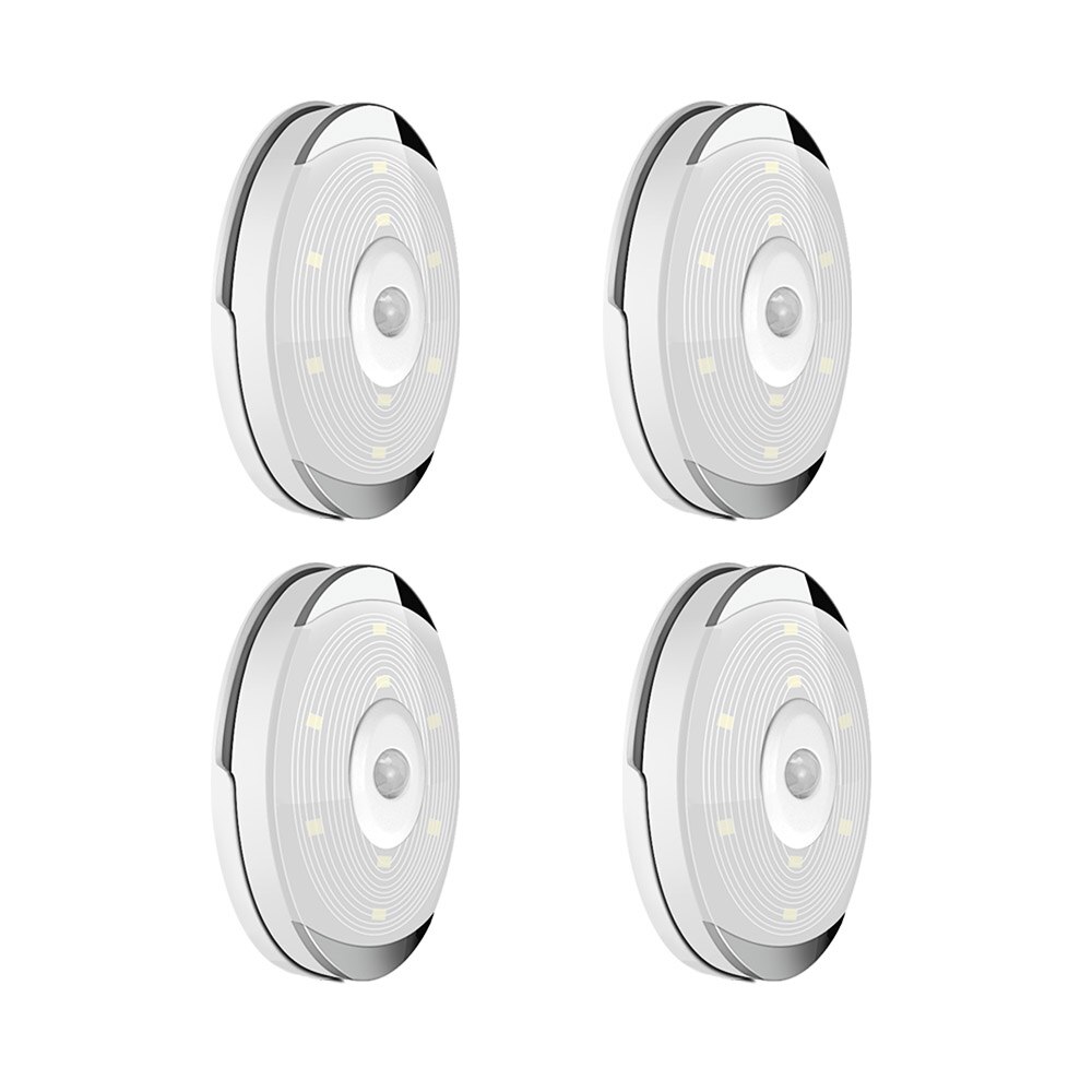 Night Light Battery Power Motion Sensor Light for Wardrobe Closet Stairs Kitchen Bedroom Cabinet Light Led Bulbs Night Lamps: 4 Lamp