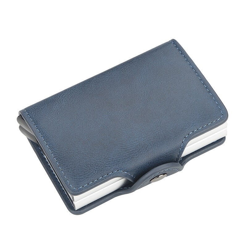 Baellery-portefeuilles pour hommes, Rfid 14 porte-cartes, Vintage, noir, porte-monnaie court en cuir, Mini-portefeuille: blue