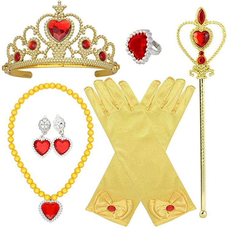 Elsa Prinses Accessoires Handschoenen Wand Kroon Sieraden Set Elsa Pruik Vlecht voor Prinses Jurk Kleding Cosplay Aankleden Sneeuwvlok: MULTI