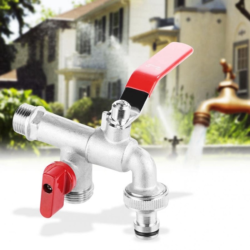 Double vanne 90 degrés robinet d'eau 1/2 pouces laiton robinet maison extérieur jardin outil