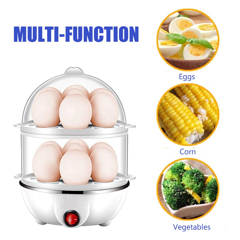 Hervidor eléctrico rápido de huevos, vaporizador automático de doble capa para hervir huevos al vapor, con protección contra sobrecalentamiento