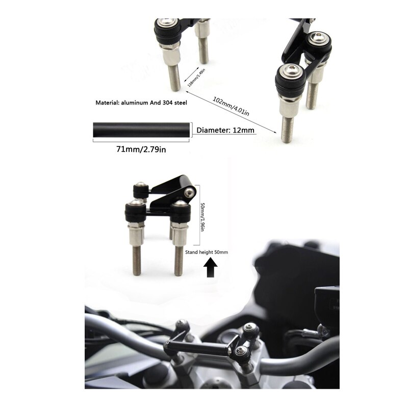 Support adaptateur de montage GPS de moto, support de Navigation 12MM pour BMW R1200RS R1200R F850GS F750GS F800GS F700G