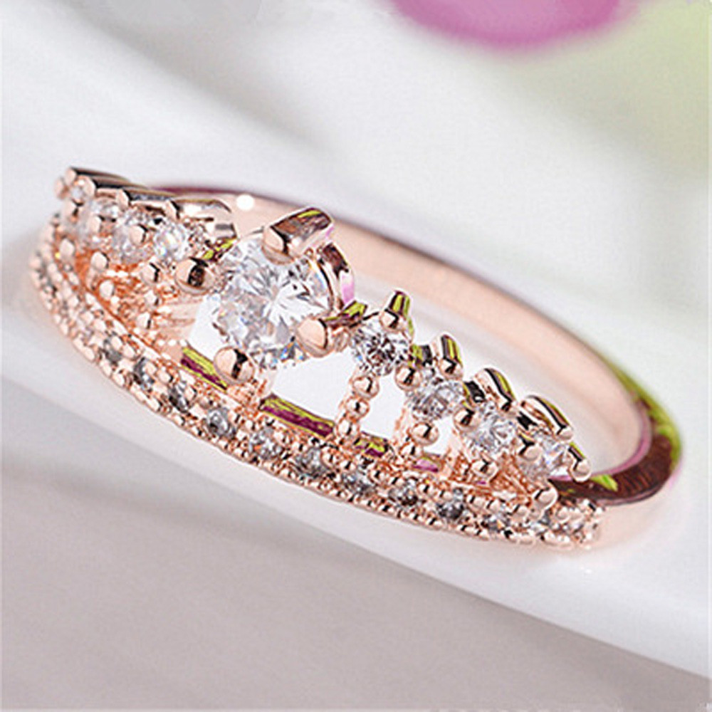 Top Gold Pretty Crown Lady Crystal Ring Princess Ring for Man or Woman engagement ring #25