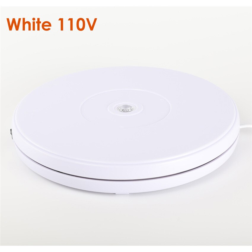 Photo 360 Degree Electric Rotating Turntable 10" 25cm Led Light Black White for Photography Studio, Max Load 10kg, 220V / 110V: White 110V