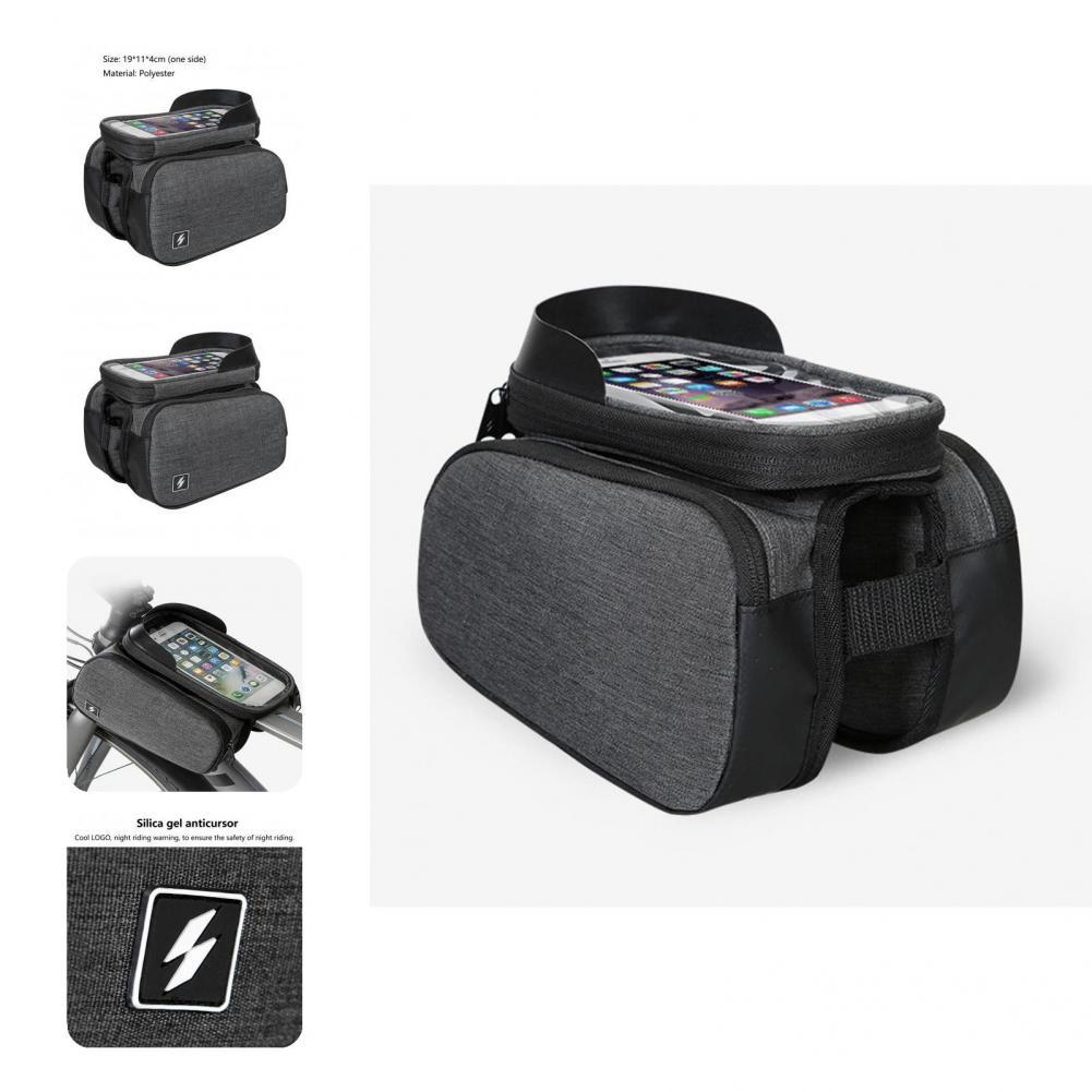 Tear-resistant Black Grey Shock Absorbing Top Tube Bag for Road Bicycle