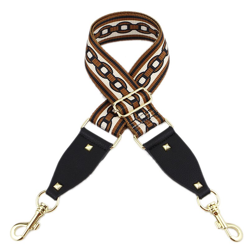 handtassen strap keten patroon gouden gesp canvas tas riem studs trendy bedrijf schouderbanden qn326: studs brown chain