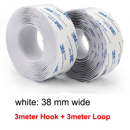 3M/Pair Self Adhesive Hook and Loop Fastener Tape 3M Hook Adhesive Tape Double Sided Sticker Carpet Gripper Pad Wall Mounting: 38mm white