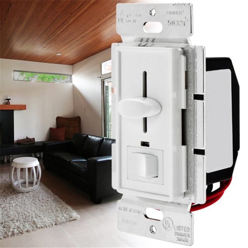 LUSTREON AC120V 600W 3 Way LED Slide Dimmer Wall Switch for Dimmable Sliding Controller Incandescent Halogen Energy Saving