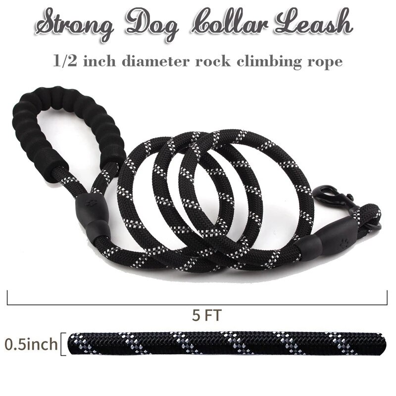 Durable Large Dog Leash Golden Retriever Medium Big Dog Collar Leashes Strong Reflective Lead Rope For Labrador Husky Rottweiler