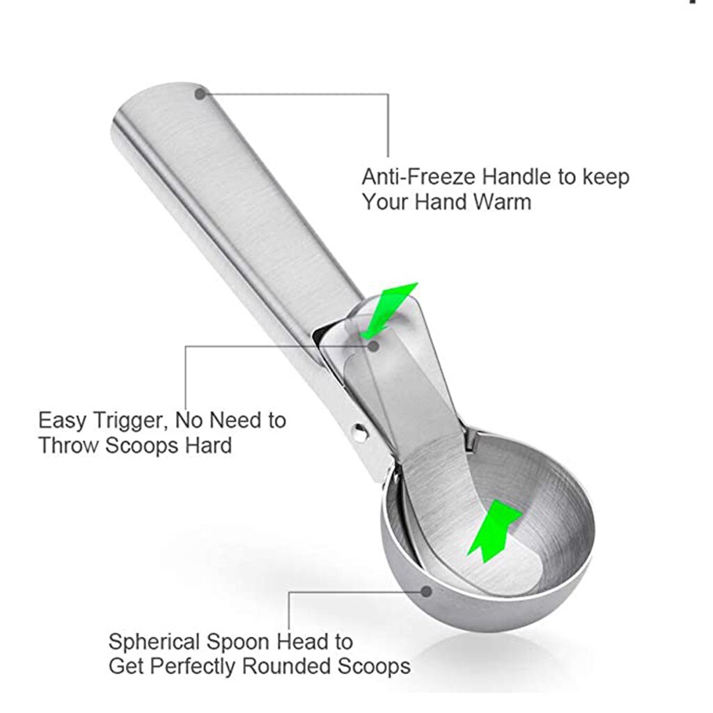 Stainless Steel Ice-cream Scoop With Comfortable Anti-freeze Handle Ice Cream Scoop Home Multi Dessert Spoon Watermelon Spoons