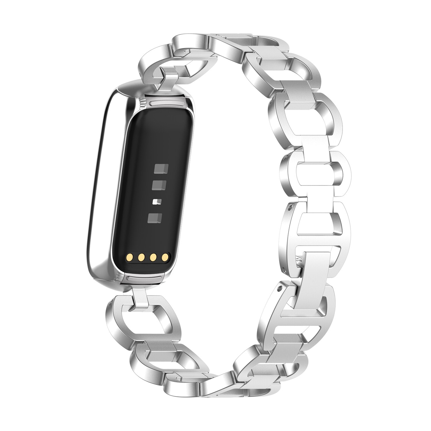 Fitbit-correas de reloj para mujer, pulsera deportiva de acero inoxidable, de Metal, joyería para Fitbit Luxe: SILVER