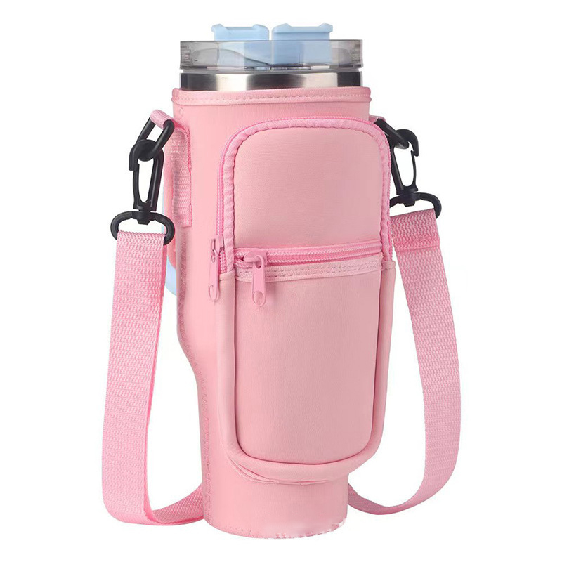 6 kleuren, 40 oz waterfles mok draagt bekerhouder met mobiele telefoonzakje.: Dull