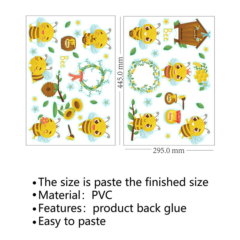 Cartoon Bee Wall Sticker Home Decor Kawaii Insect Wallpaper Nursery Mural Window Stickers For Kid Bedroom Decoration Accessories