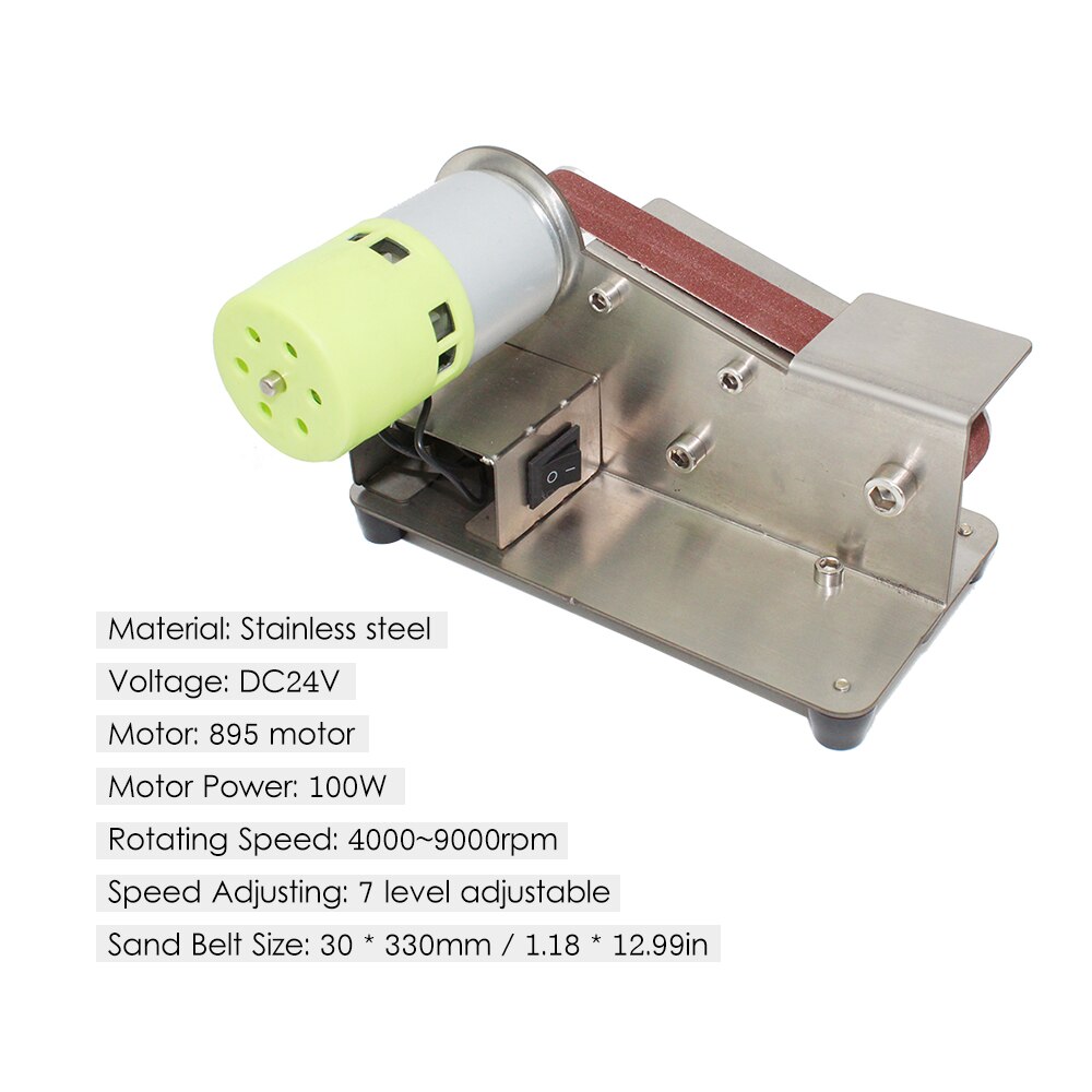 15- graders fast vinkel belte sliper knivsliper 7 nivå justerbar polermaskin 100w polermaskin med 10 stk slipe belter