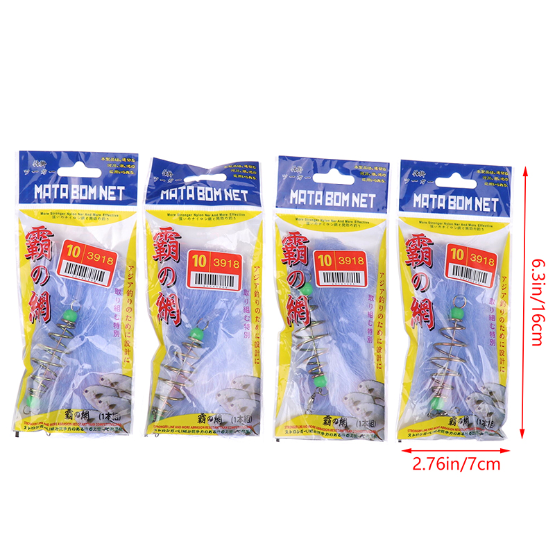 4 stks/partijen Duurzaam Vis Aas Netto Nylon Opvouwbare Vissen Lente Net Met Lichtgevende Kralen Netting Voor Nachtvissen Shoal Werpnetten