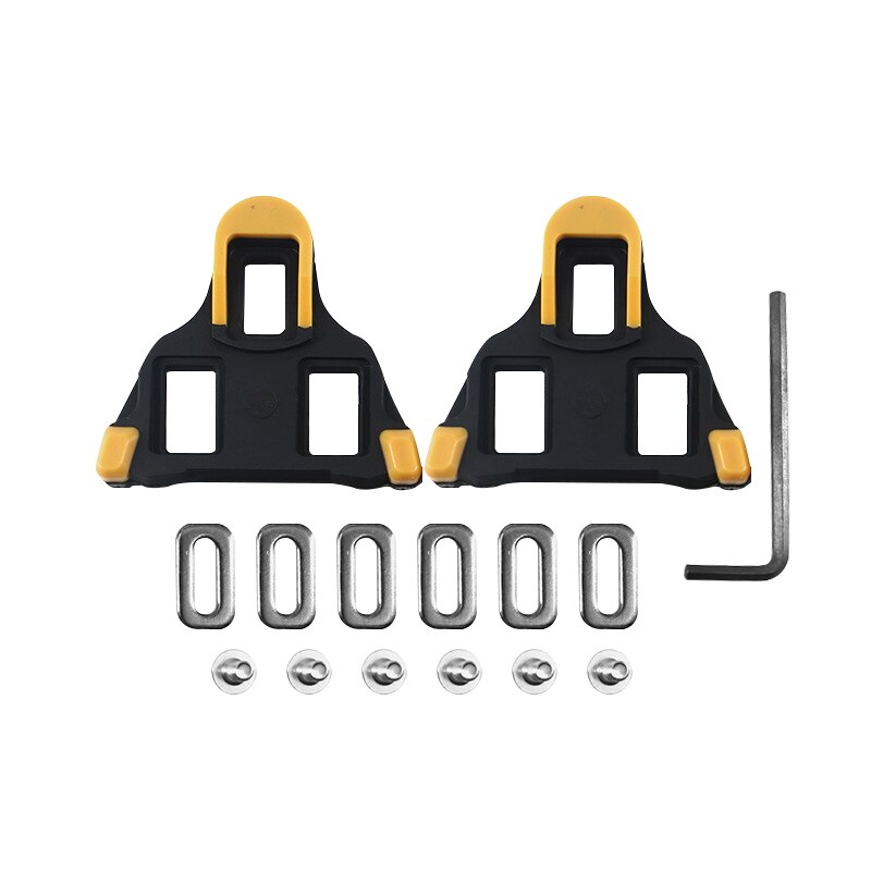 Bicycle Pedal Cleats Road Bike Self-Locking Plate Look Keo Ultralight Cycling Pedal Shoes Cleat Floating Bike Accessories: Black yellow