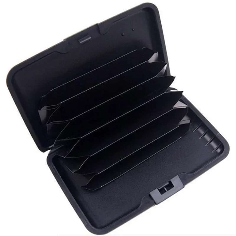 Suporte de cartão de alumínio para homens, bloqueio de carteira rígida, proteção sólida contra varredura anti-RFID de crédito, negócios, escritório, escola