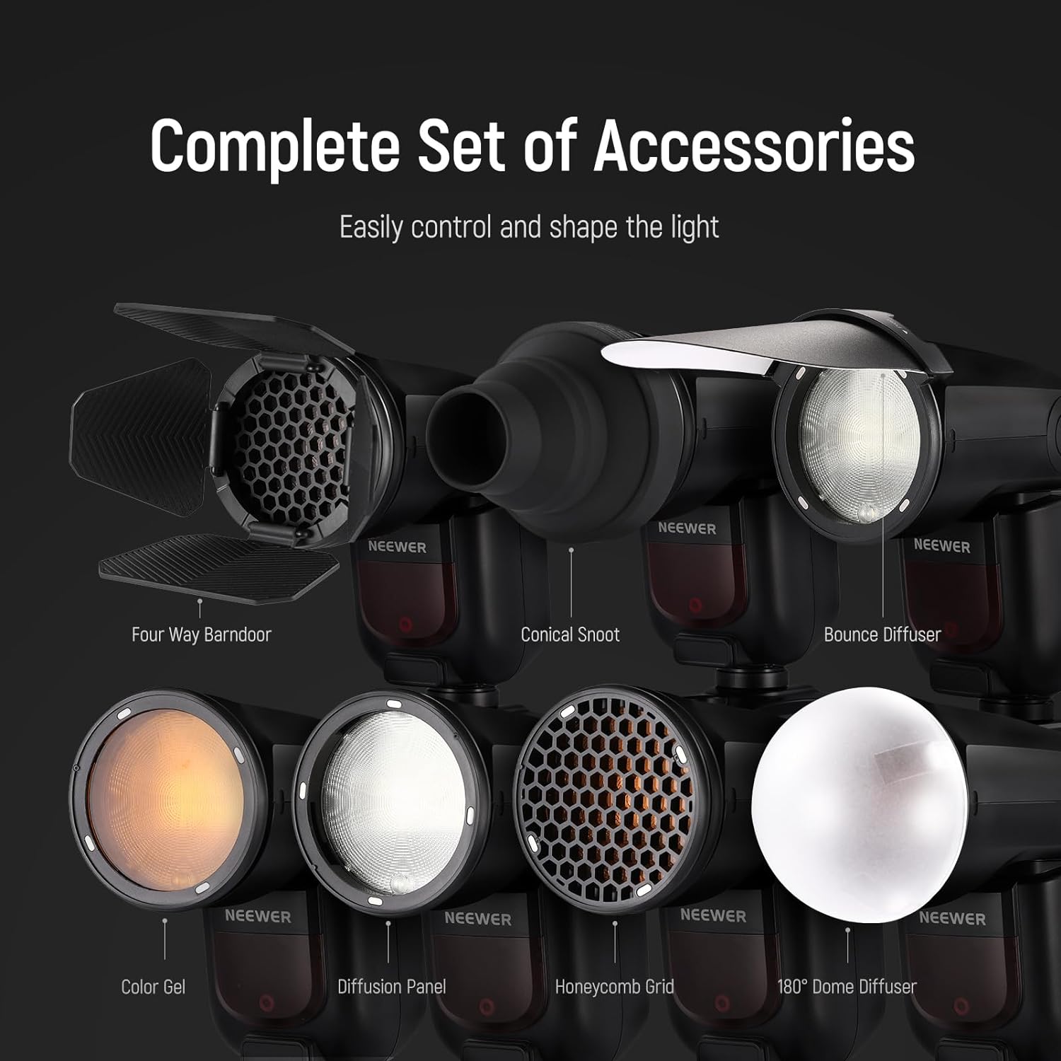 NEEWER CRM2 Magnetic Accessories Kit for Round Head Flash Z1-C Z1-N Z1-S Z2-C Z2-N Z2-S for Godox V1 Speedlites