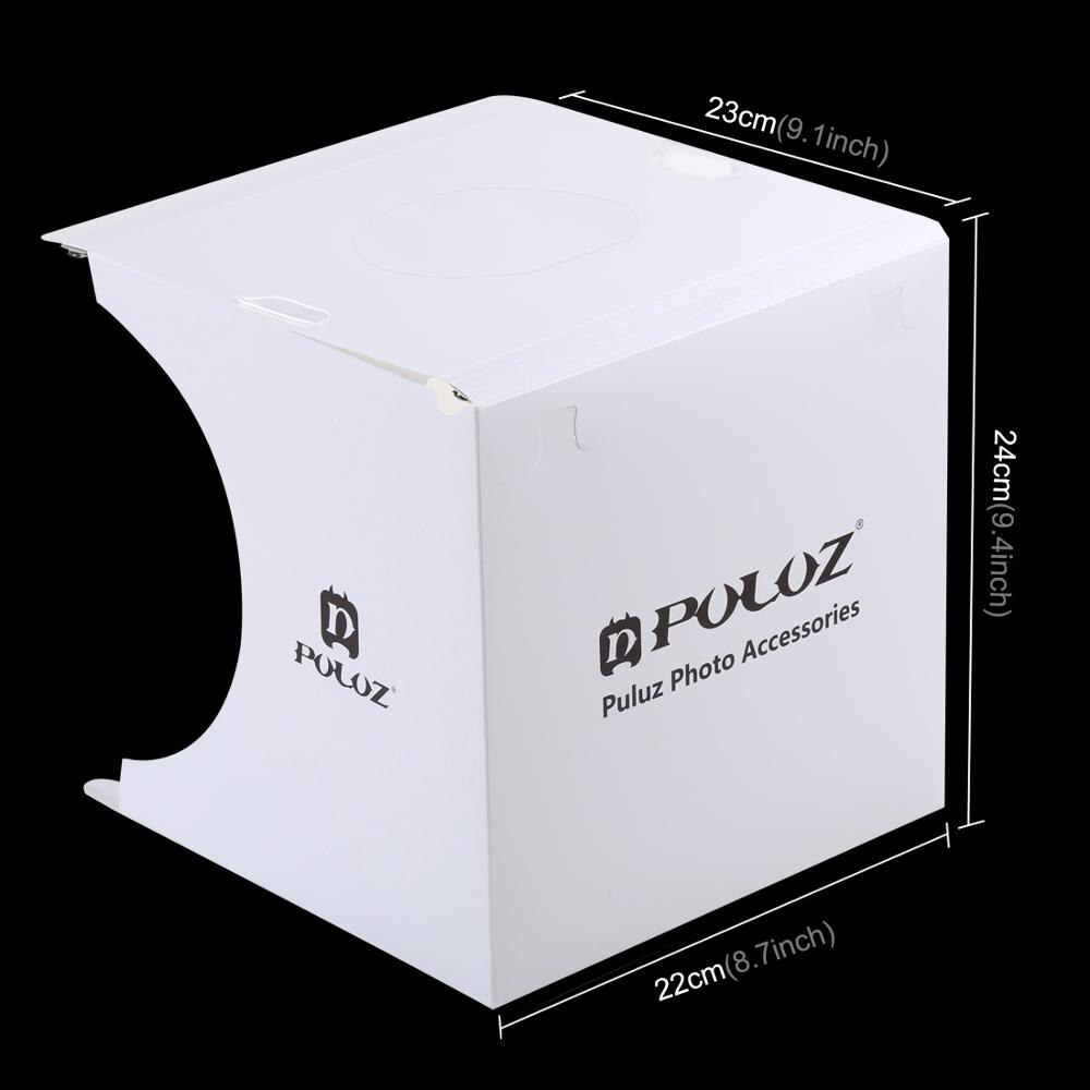 PULUZ – boîte Photo vidéo Portable pliante avec 2 panneaux led de 8 &quot;, Kit de tente de prise de vue en Studio d&#39;éclairage, boîte à lumière de Studio Emart diffusable