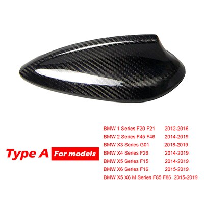 Real Carbon Fiber Shark Fin Antenna Cover For BMW E92 M3 F20 F30 F10 F34 G30 M5 F15 F16 F21 F45 F56 F01 F80 Antenna Cover: TYPE A