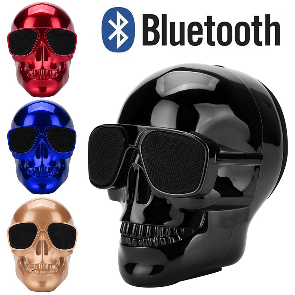 40# Plating Skull Pattern Portable Wireless Bluetooth 3.0 Stereo Speaker With Hd Sound And Super Bass Compatible For Mp3 Phones