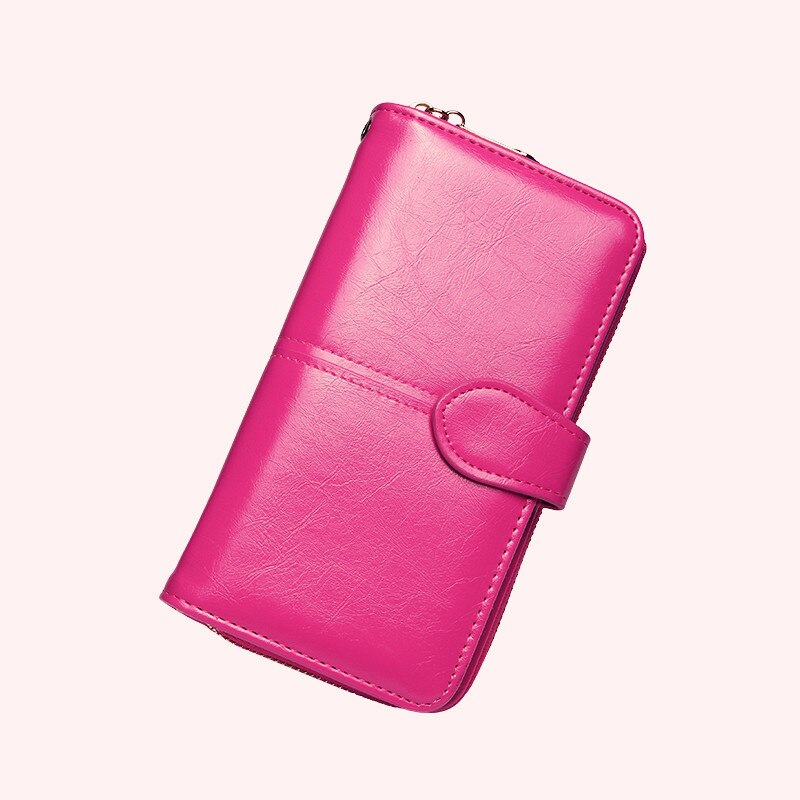 Lange portemonnee, tas voor mobiele telefoon, tas met rits, damesportemonnee, handtas: Felroze