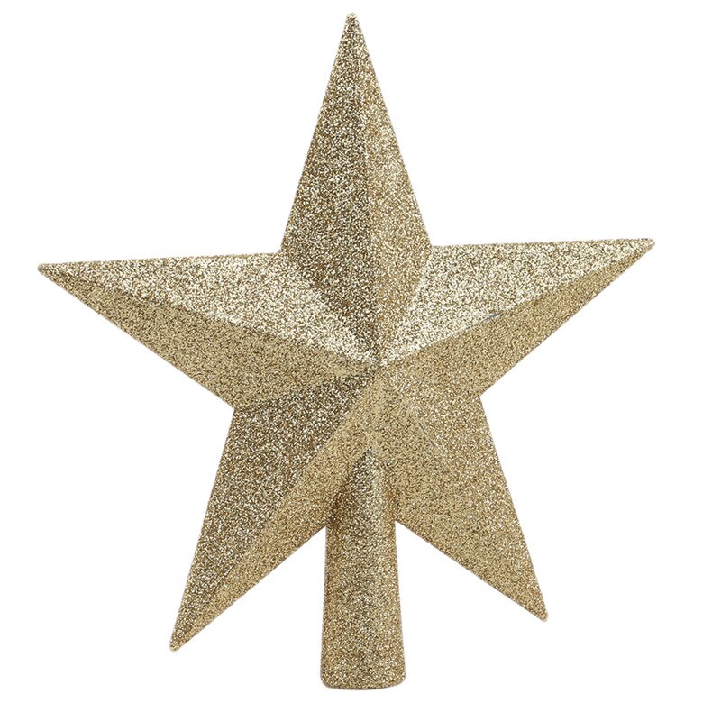 15/20cm guld stjerne juletræ top stjerne 3d fem-punkts stjerne jul hjem bord topper xmas dekoration god jul: Guld 20cm