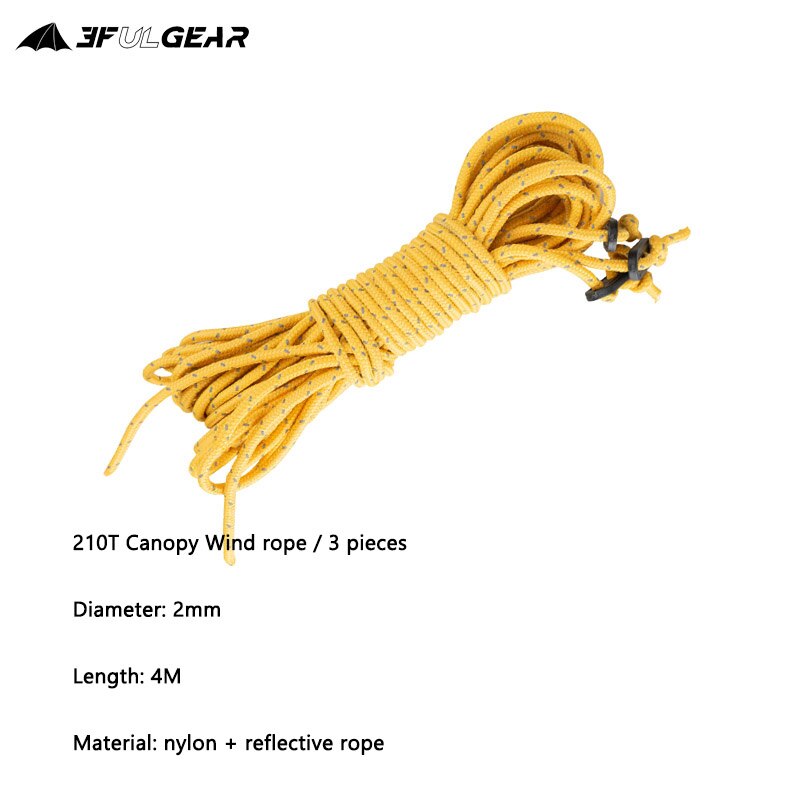 3F UL GEAR – corde à vent pour tente de Camping, 2mm de diamètre, 20m: 210T rope 3 pieces