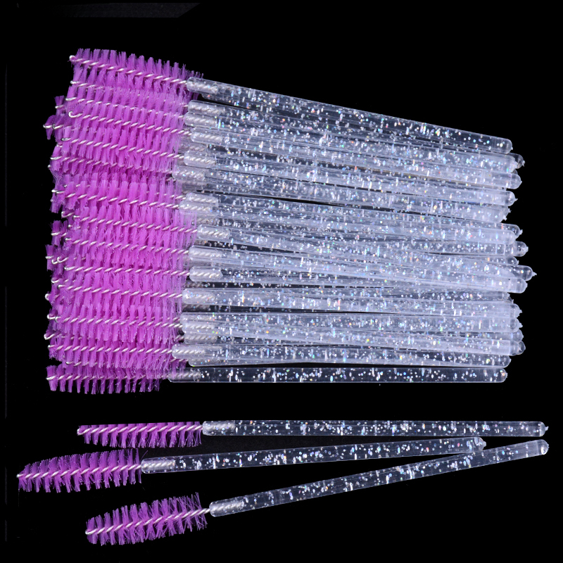 50Pcs/Bottle Disposable Eyelash Extension Mascara Wand Glitter Micro Lash Brushes Spoolie WithContainer Case