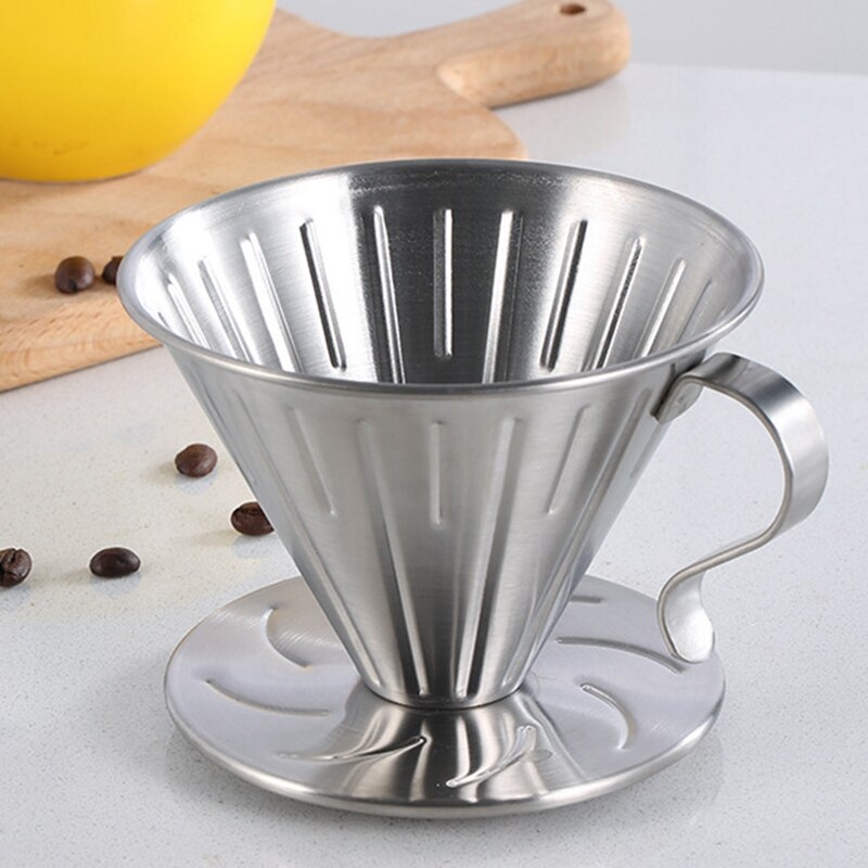 2-Piece Coffee Filter Cup Drip Cup Hand-Made Coffee Cup Stainless Steel Drip Coffee Filter Cup