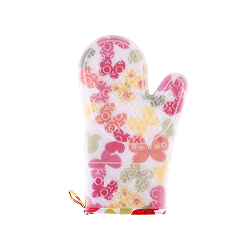 Heat Resistant Silicone Gloves Oven Mitts With Cotton Lining Non-Slip Cooking Grill Glove Oven Pot Holder Kitchen Baking Gloves: 1Pcs Butterfly
