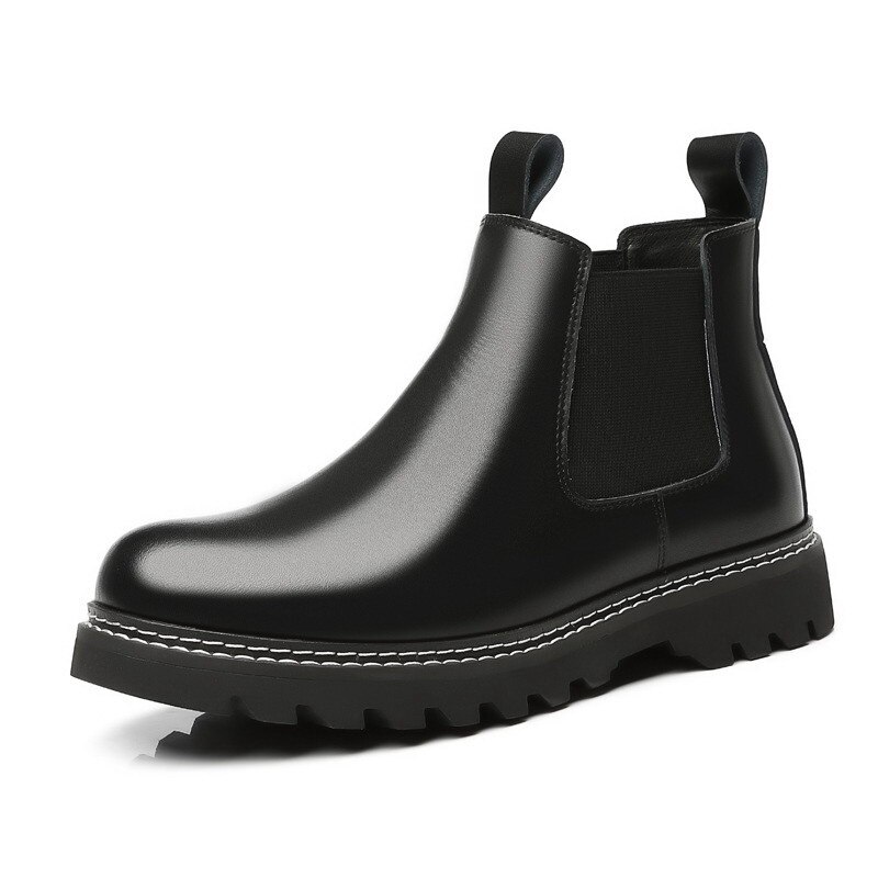 ERRFC hommes noir bottes créateur de mi-mollet Chelsea bottes pour homme sans lacet outillage chaussures grande taille 38-48 Zaopatos: 11