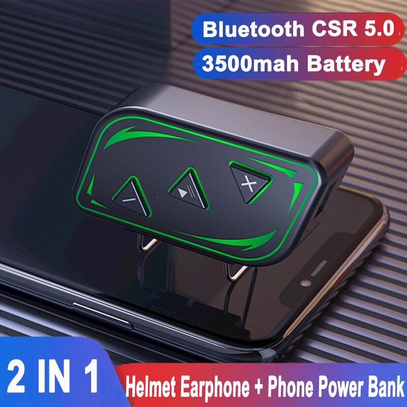 3500Mah Bluetooth 5.0 Motor Helm Headset Draadloze Handsfree Stereo Oortelefoon Motorfiets Hifi Hoofdtelefoon Ondersteuning Telefoon Opladen